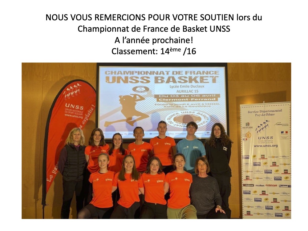 Remerciements CF Basket