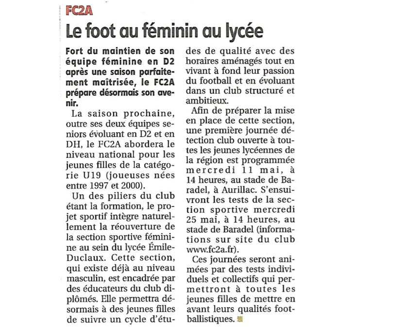 foot feminin lycee